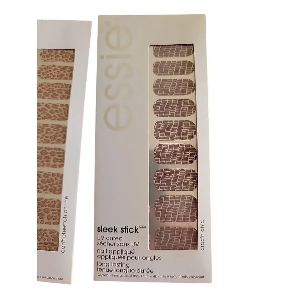 5 Pack Essie Sleek Stick Nail Applique UV Cured Stickers Metallic‎ Bundle